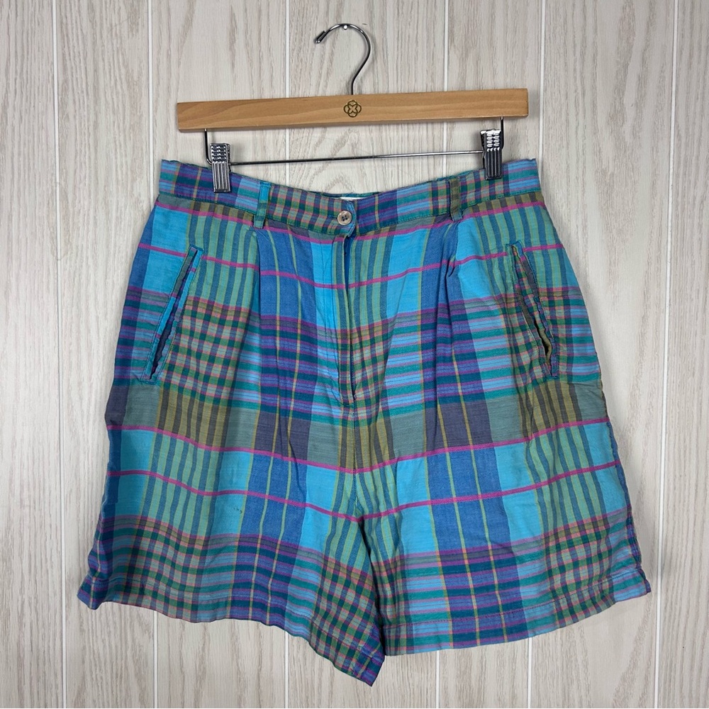 Vintage 90s Men’s Milano Sport Cotton Multicolor Plaid Golf Shorts, Sz 16
